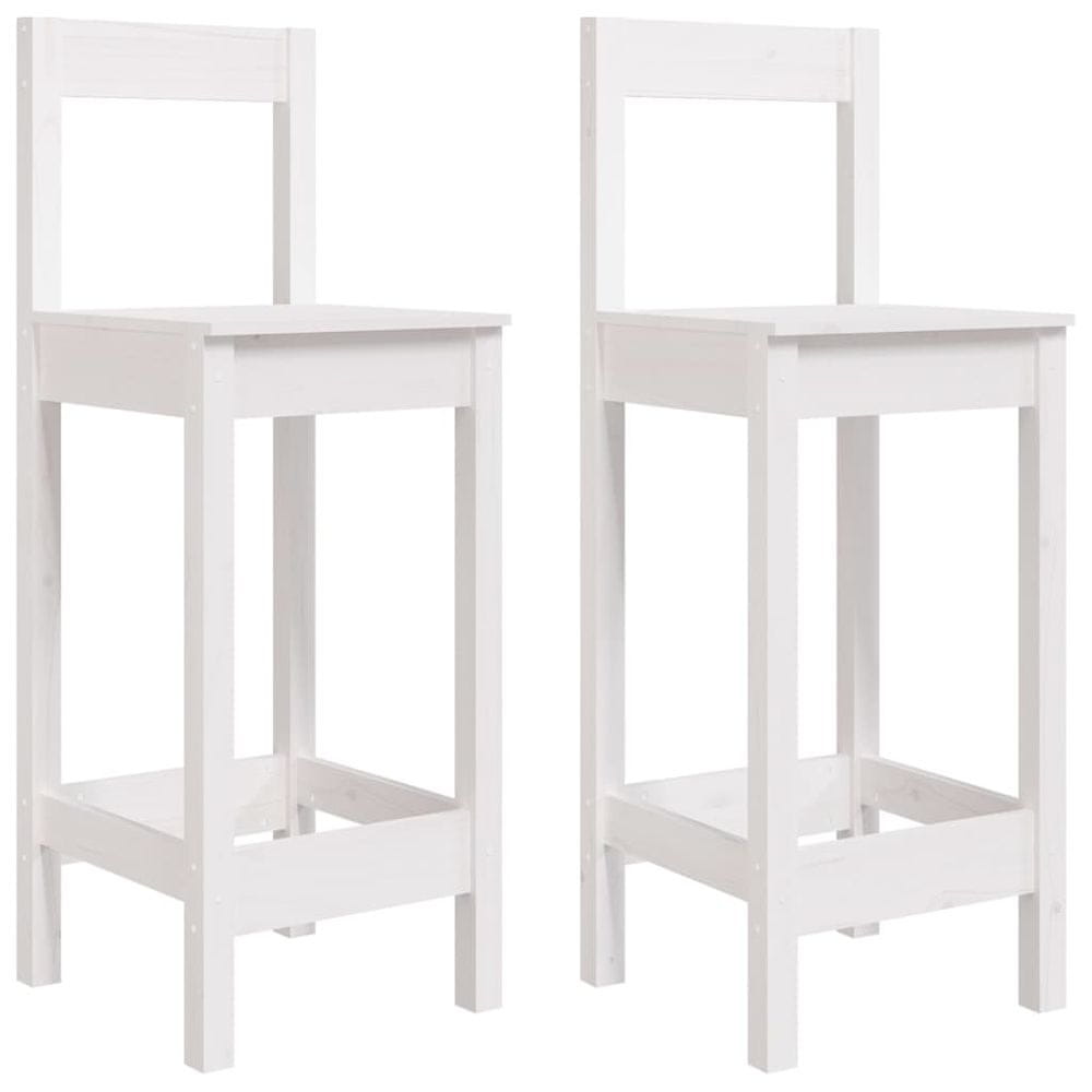 Vidaxl Barové stoličky 2 ks biele 40x41,5x112 cm borovicový masív